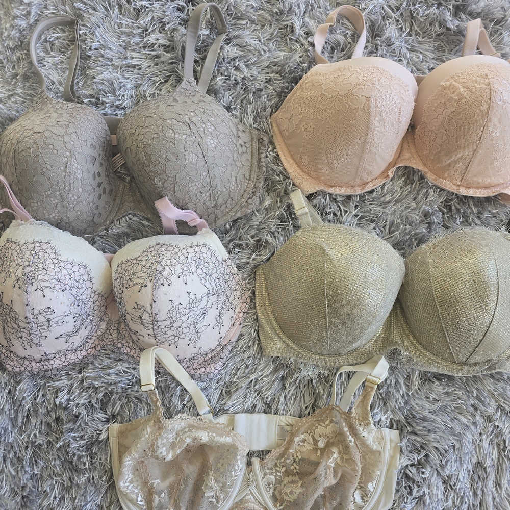 Elegant Lace Women's Bra Set - Beige, Pink, Gold